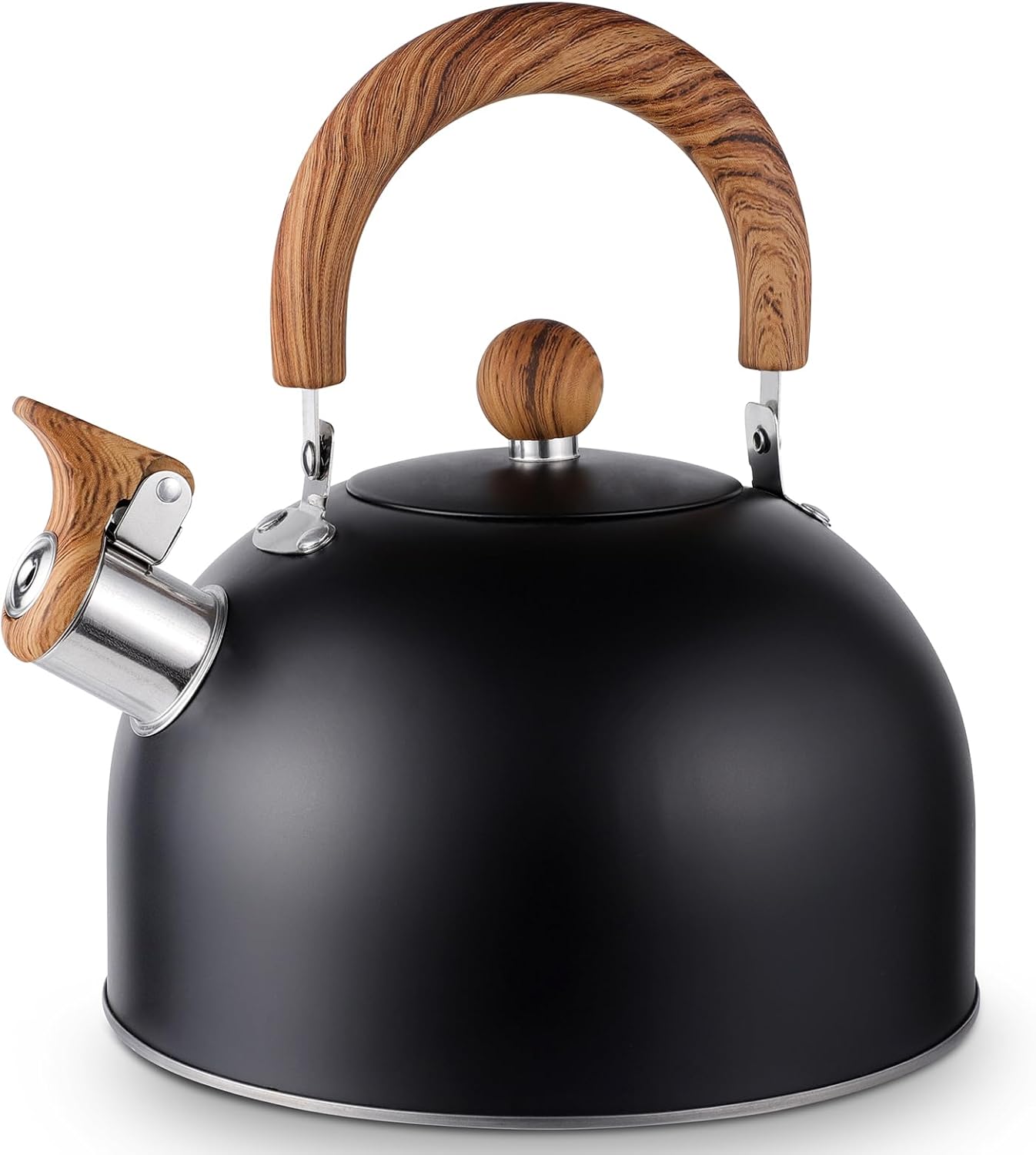 Hervidor de té Whistling para estufa, tetera de acero inoxidable de grado quirúrgico con mango ergonómico que se mantiene fresco, tetera de