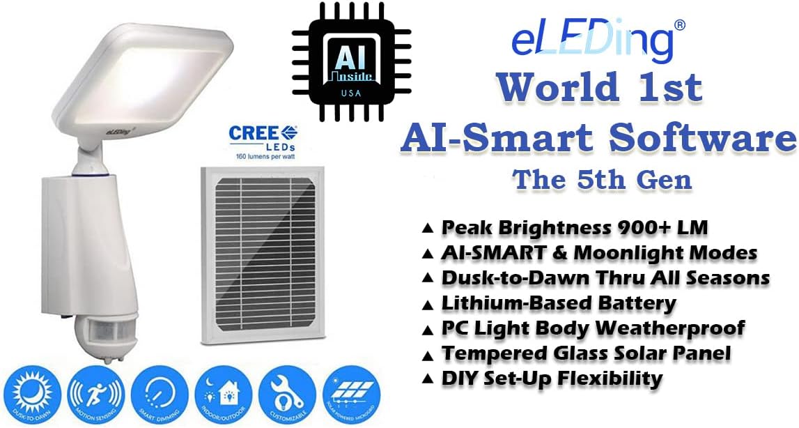 1000LM CREE LED 1st AI Smart 180 grados activado por movimiento al aire libre energía solar inundación punto de inundación estacionamiento jardín
