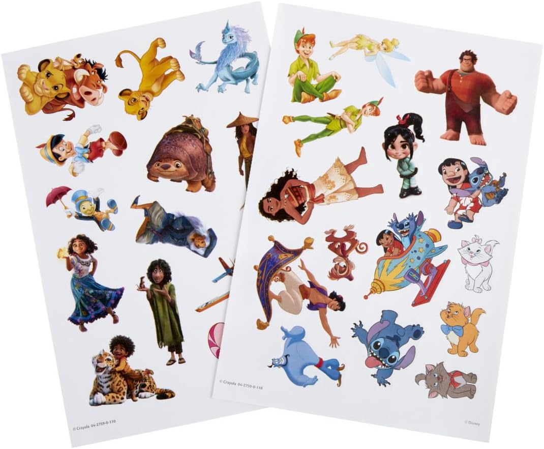 Crayola Libro para colorear de animación de Disney de 288 páginas con hojas de calcomanías, regalo para niñas y niños, a partir de 3 años