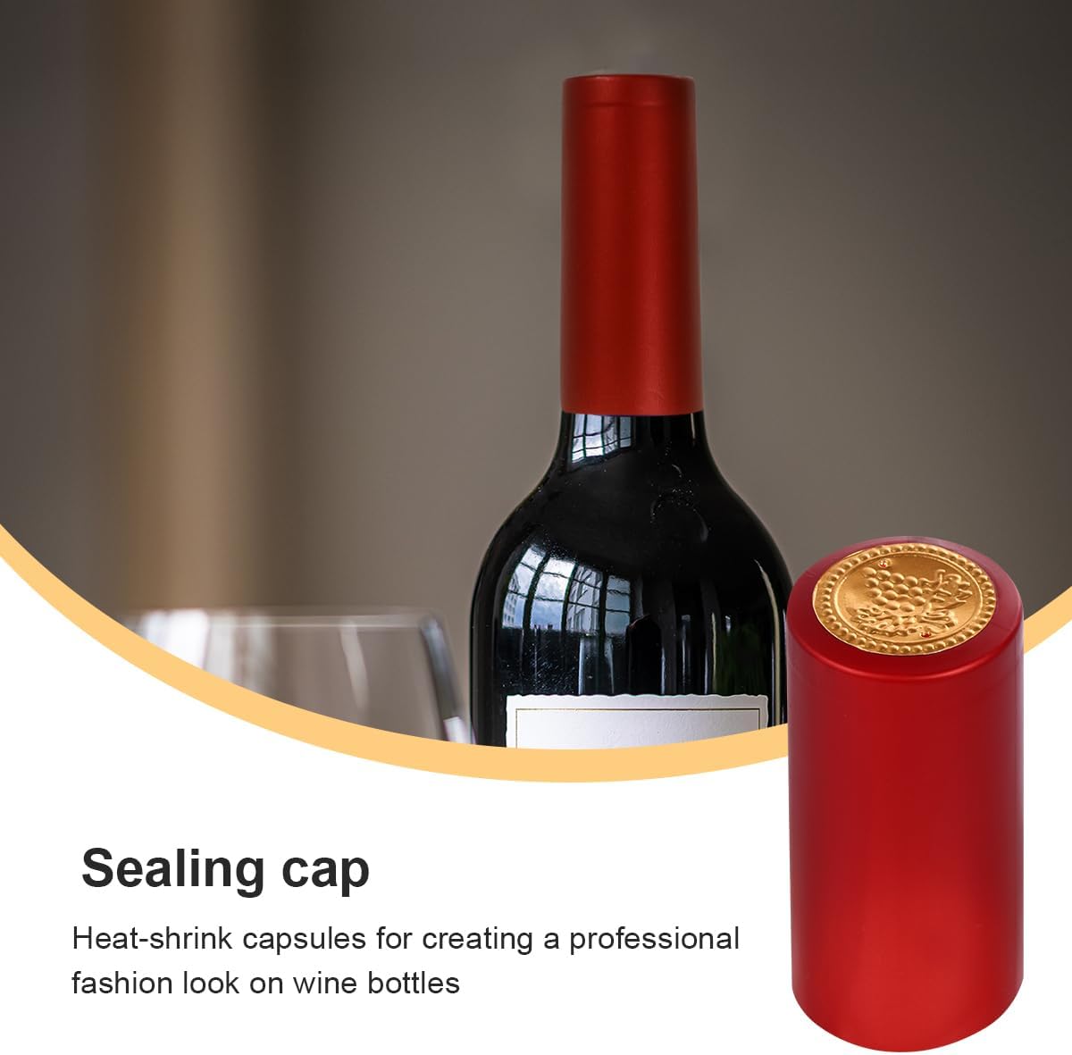 NUOBESTY 100 cápsulas termorretráctiles para botellas de vino, tapas retráctiles, envoltura retráctil de vino, cápsulas de botellas de vino, tapas