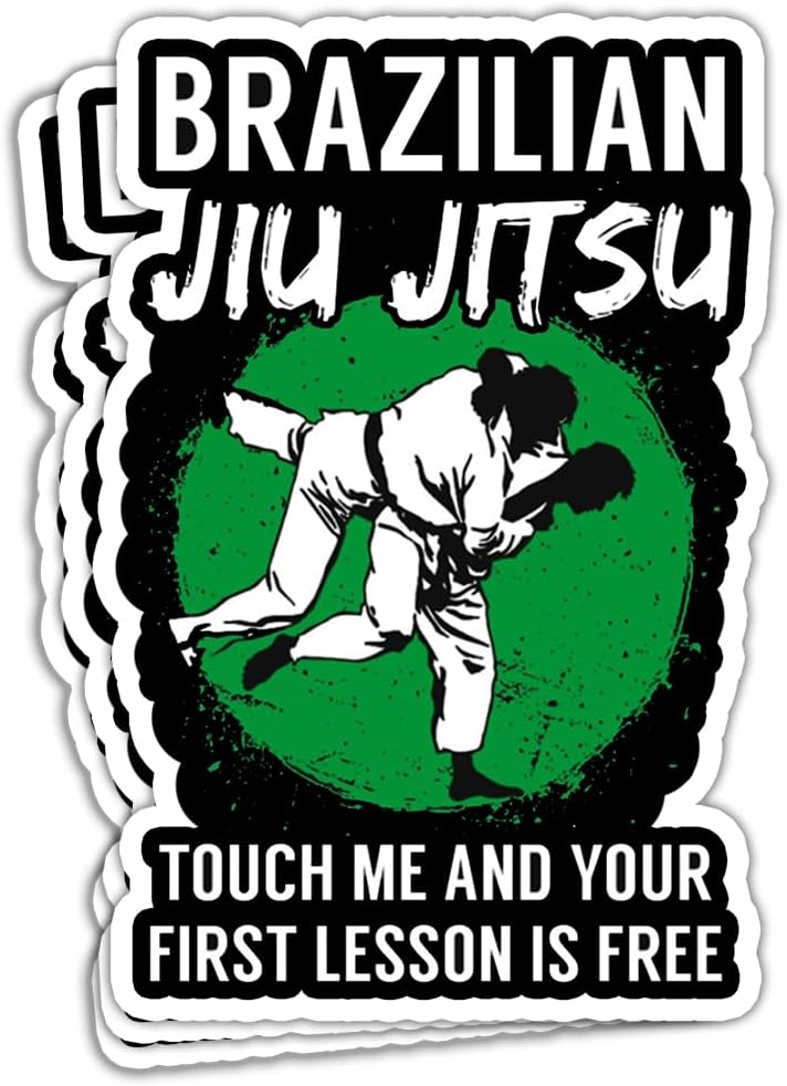 HOSALA Tócame y tu primera lección es gratis, calcomanía brasileña de Jiu Jitsu para artes marciales, calcomanías BJJ para cinturón de Jiu Jitsu,
