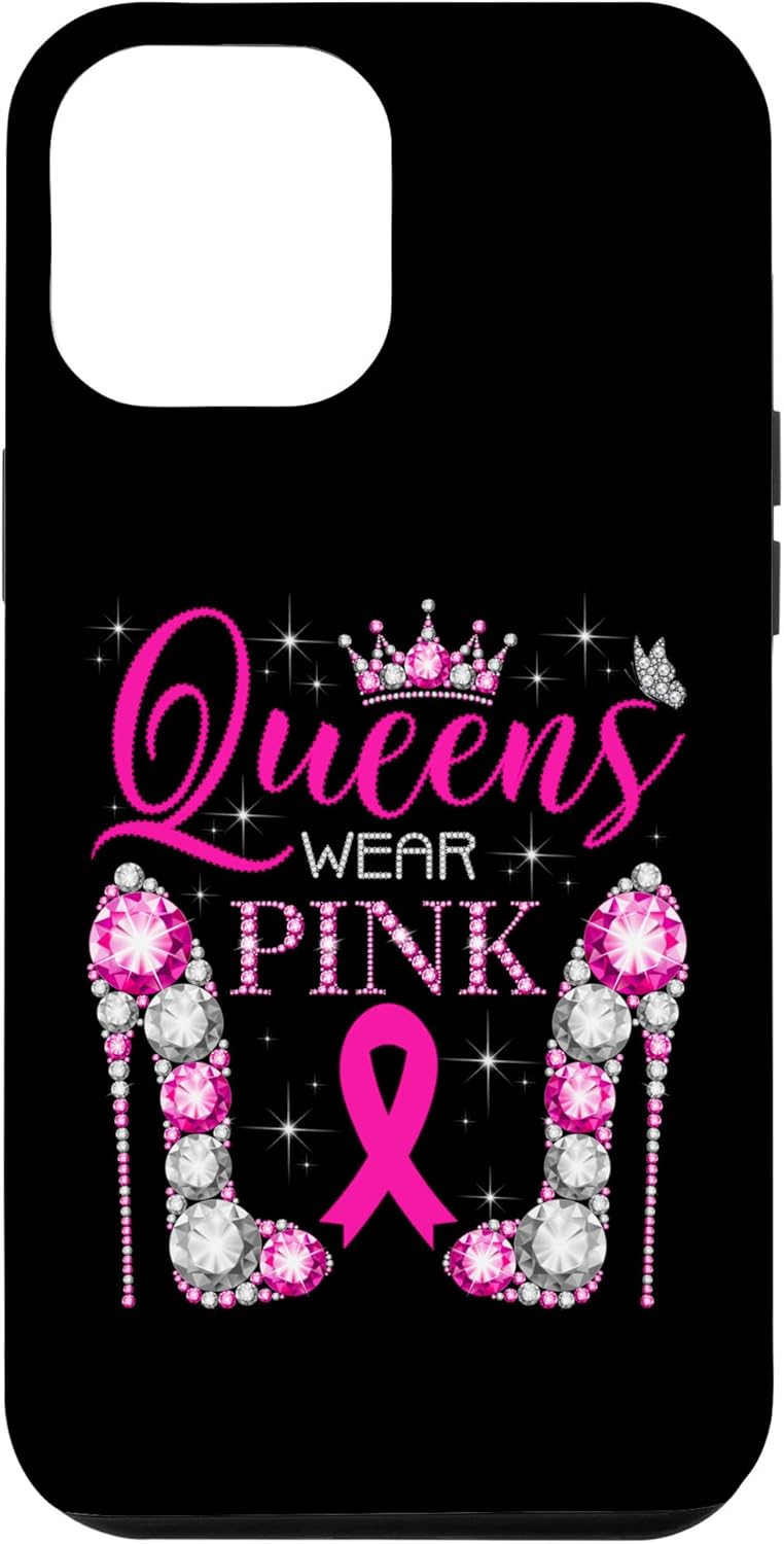 iPhone 12 Pro Max Queens Wear Rosa Concientización del Cáncer de Mama Estuche con Cinta Rosa