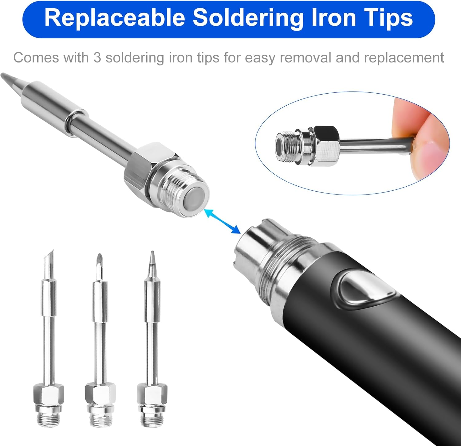 Kit de soldador inalámbrico, soldador inalámbrico portátil recargable por USB, kit de herramientas de 3 ajustes de temperatura para reparación de