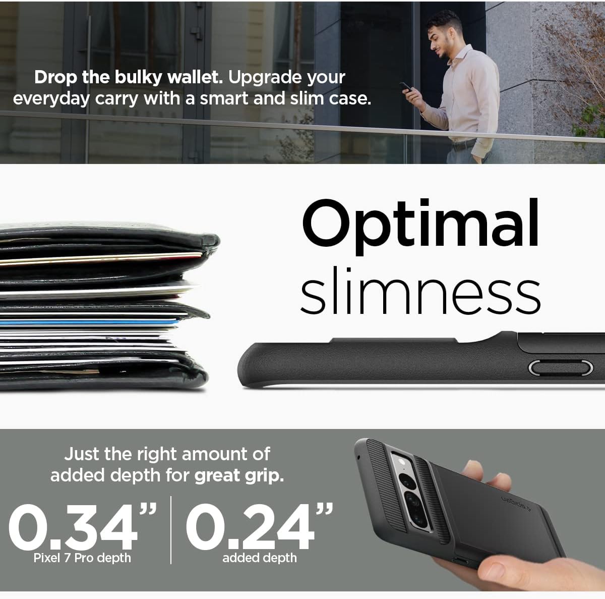 Spigen Slim Armor CS – Funda diseñada para Pixel 7 Pro (2022), color negro