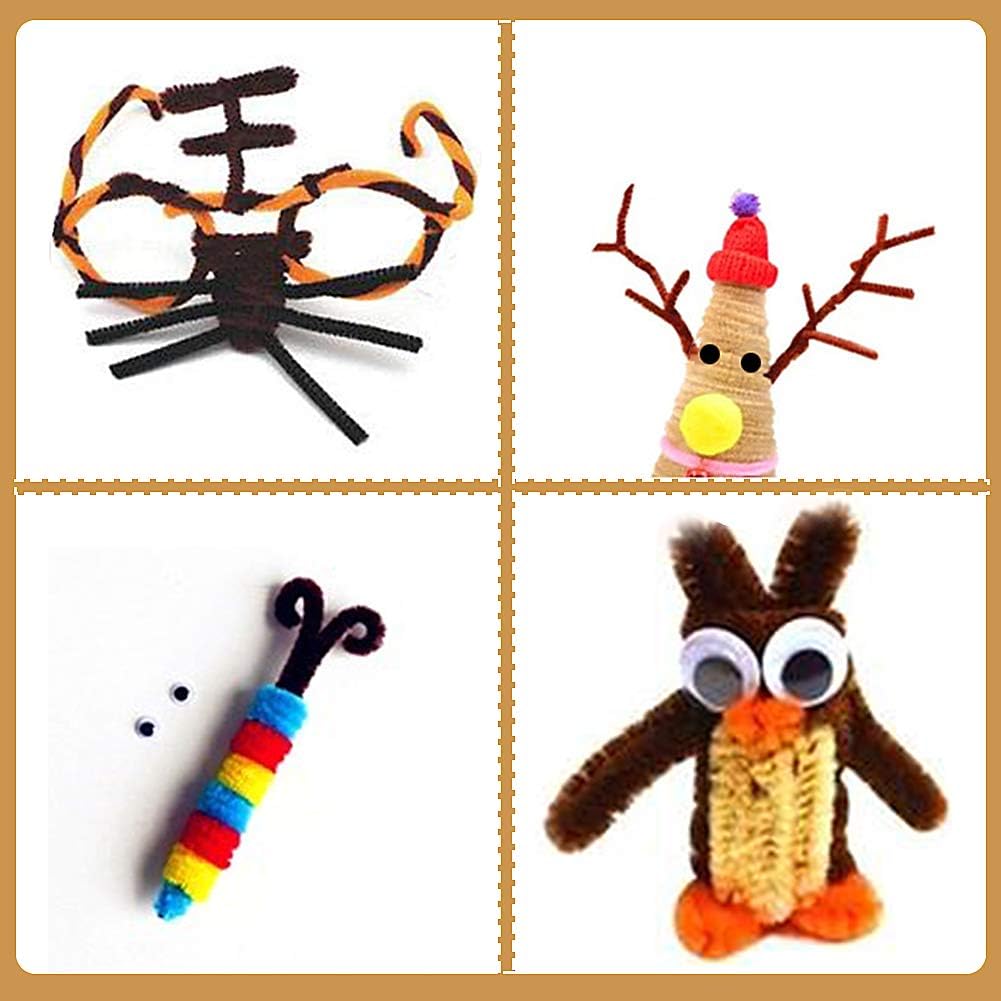 Juego de 100 limpiapipas de chenilla, de color sólido, para limpiar tuberías, manualidades, manualidades, decoración, tallos de felpilla (marrón)