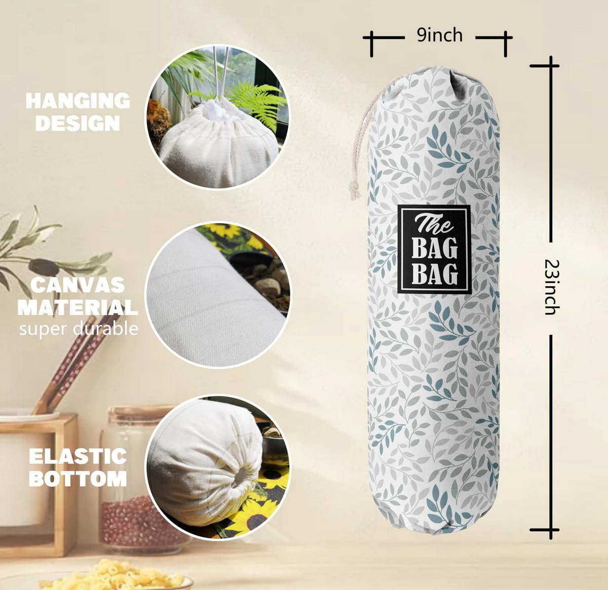 Bolsa para bolsa de comestibles, organizador de bolsas de comestibles de hojas para bolsas de compras, bolsas de plástico de montaje en pared,