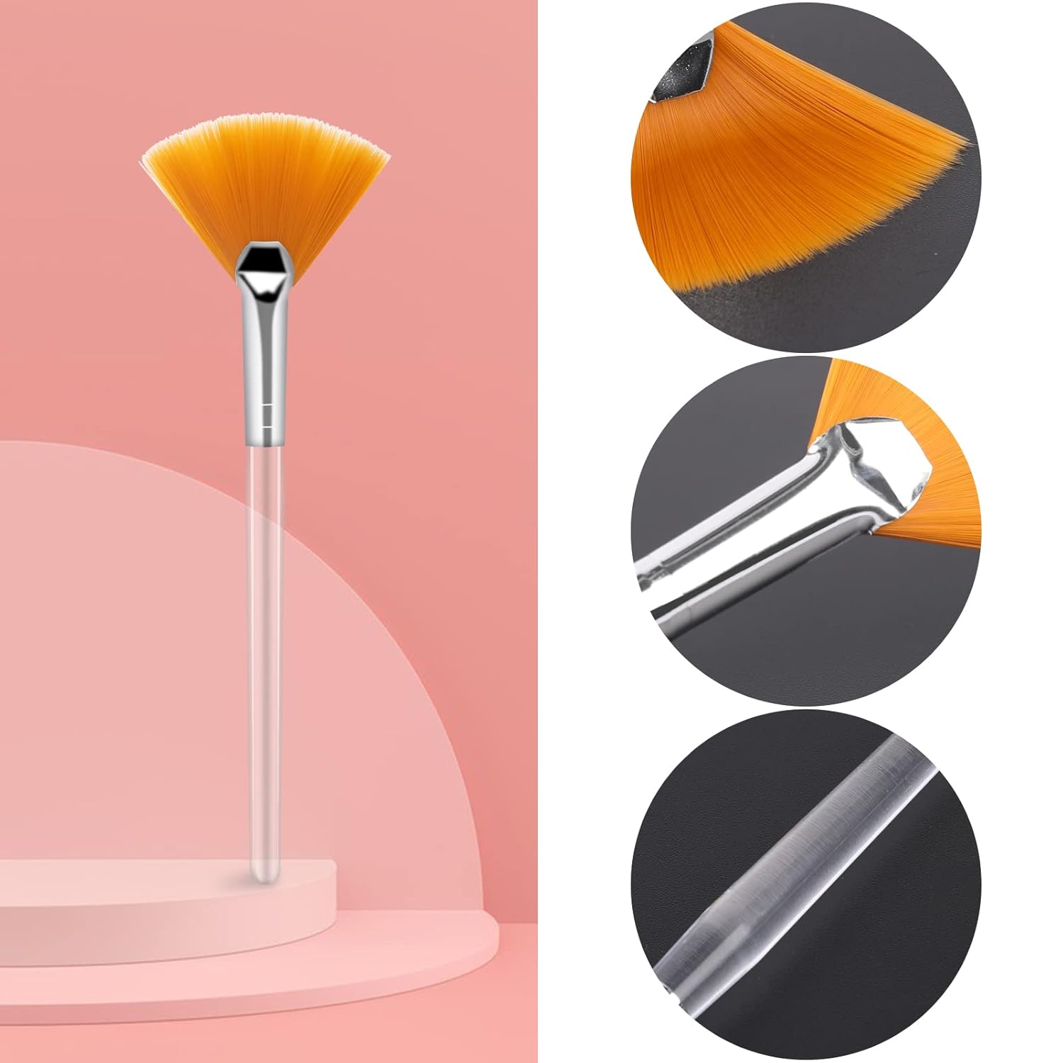 2 piezas de cepillo de abanico para máscara facial, cepillo aplicador de máscara de maquillaje suave, cepillos faciales, aplicador de ácido, cepillo
