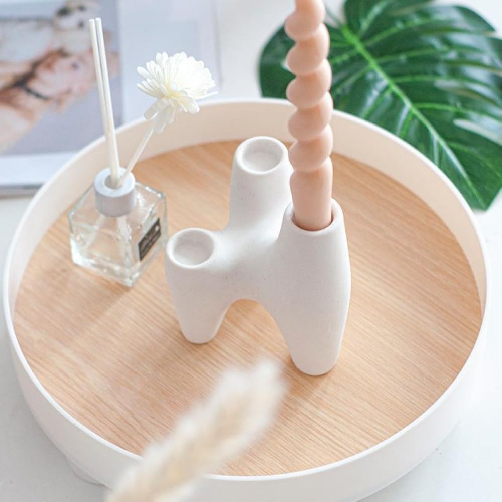 Candle Holders is Suitable for Modern Decoration of Dining Tables, Living Room Coffee Tables or Shelves,Boho Candlestick can accommodate Three 0.9