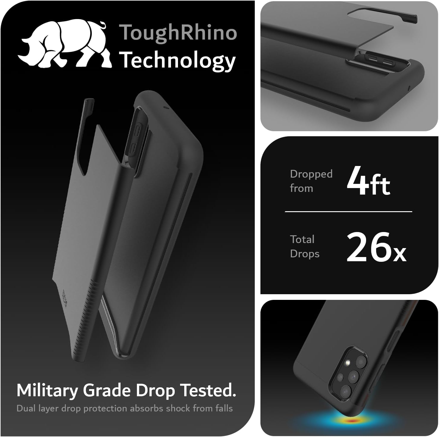 TUDIA DualShield – Funda diseñada para Samsung Galaxy A13 4G, fusión a prueba de golpes, grado militar, delgada, de doble capa, protección