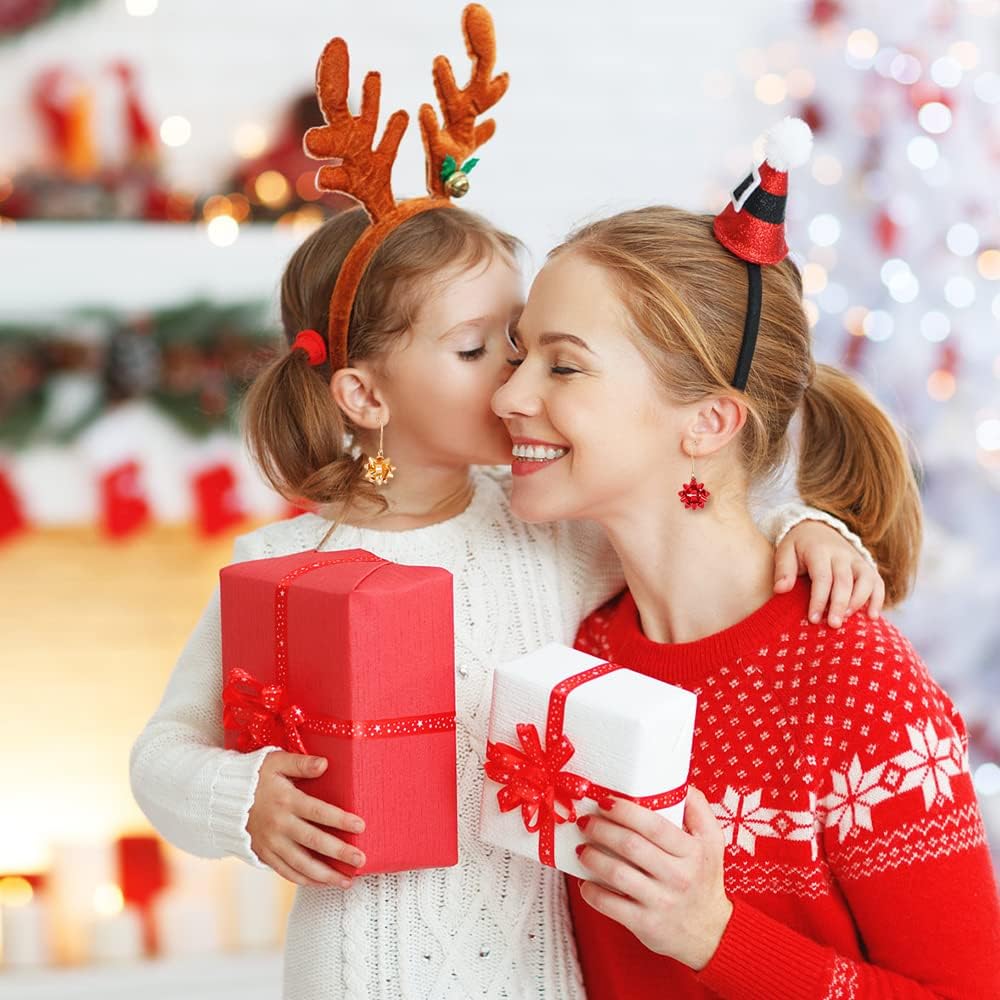 JOICEE 24 dijes de Navidad para hacer joyas, cinta metálica de Navidad, lazos de regalo para pulseras, collares, aretes, suministros de manualidades