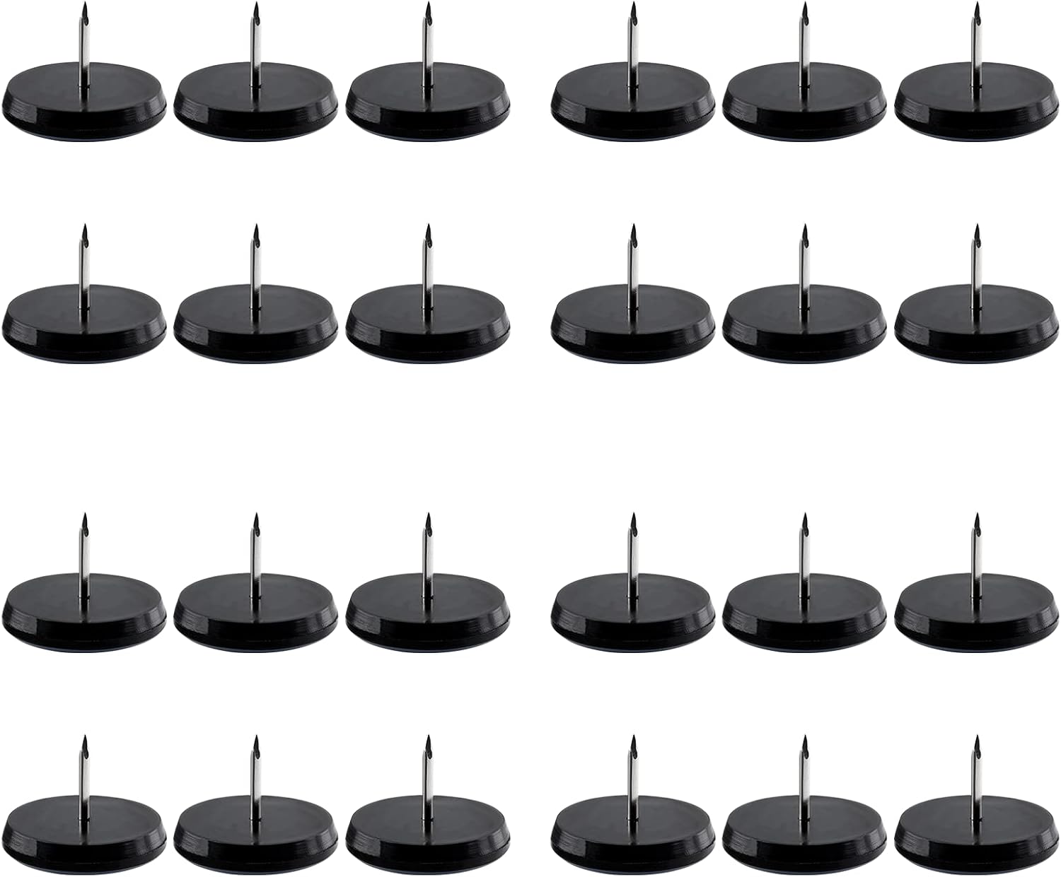 24 deslizadores de clavos de 1-316 pulgadas (1.181 in), deslizadores redondos de teflón para patas de silla, deslizadores de pies de muebles,