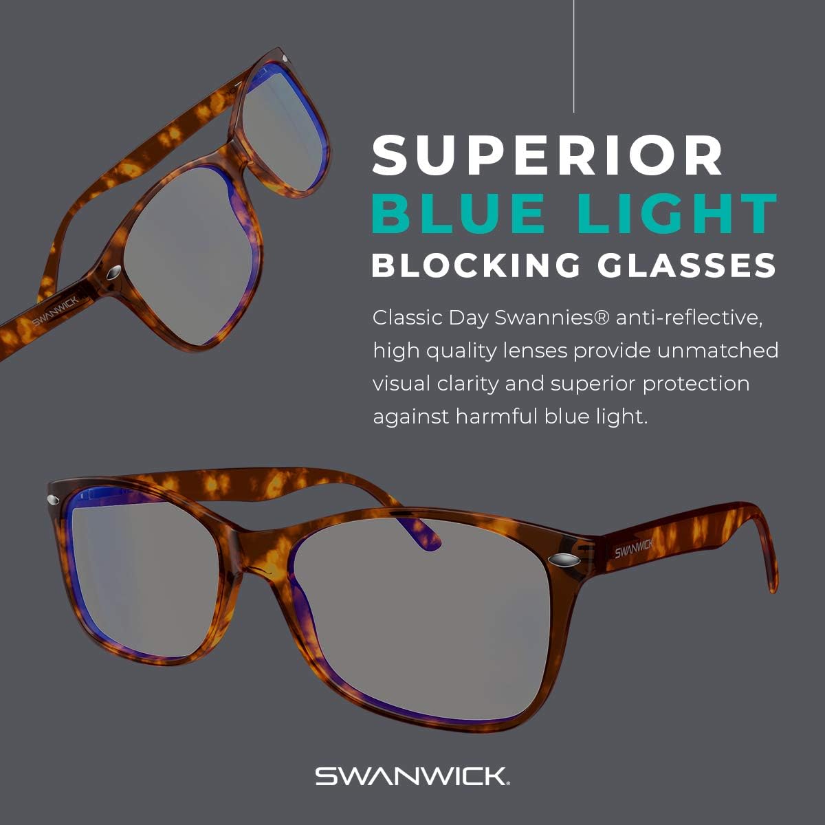 Swanwick Lentes de bloqueo de luz azul para mujeres y hombres, antifatiga ocular para computadora, juegos, televisión, pantalla de teléfono. Ayuda