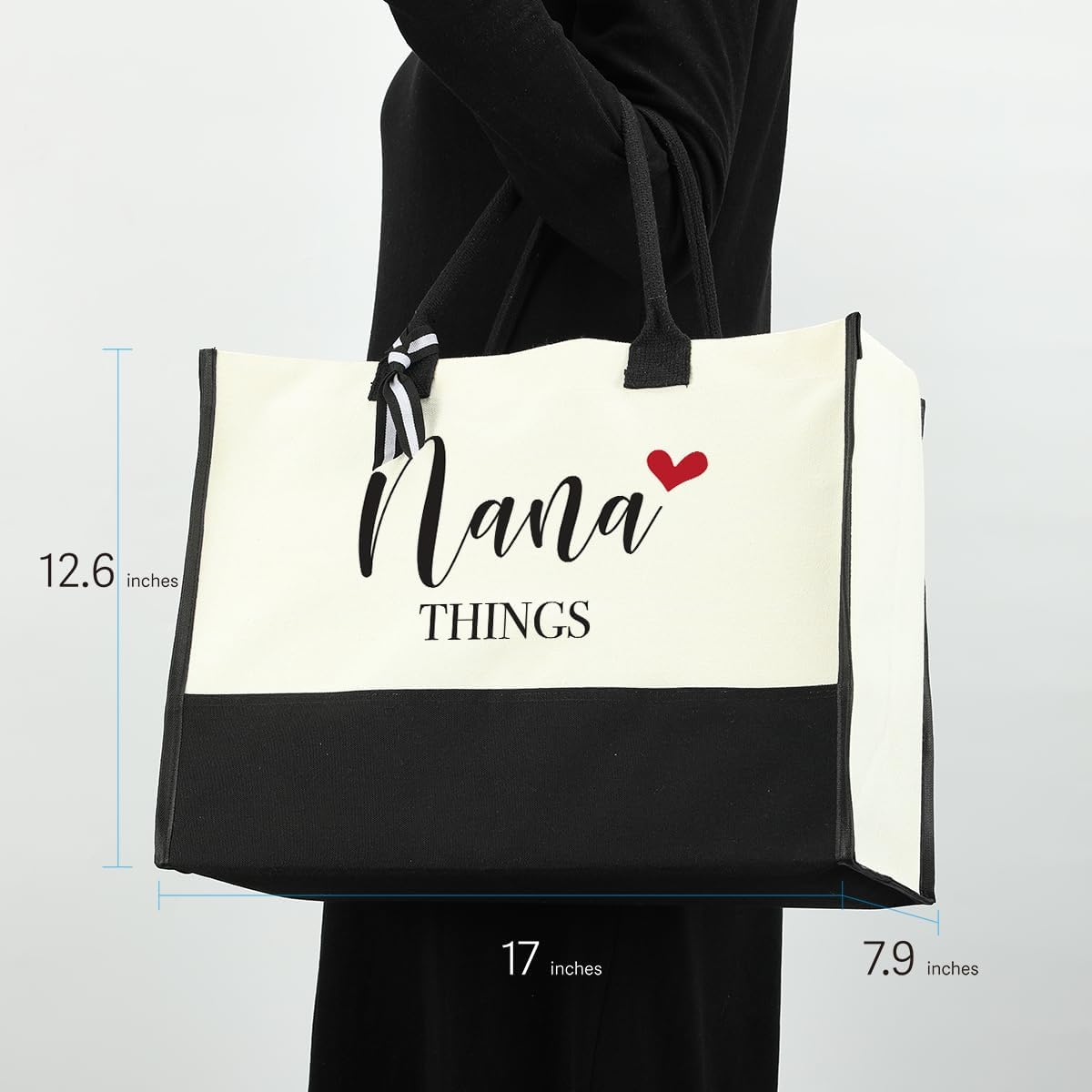 Noun – Bolsa de playa personalizada para mujer, bolsa de lona impermeable, regalos inspiradores para niñera, abuela