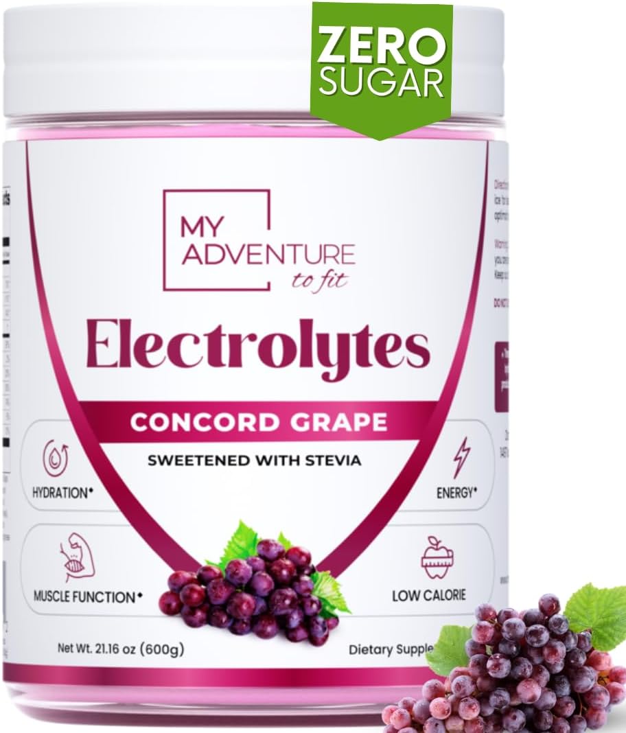 Zero Sugar – Polvo de electrolitos de uva Concord – Mezcla de hidratación refrescante – Energía sin cafeína con todos los ingredientes naturales –
