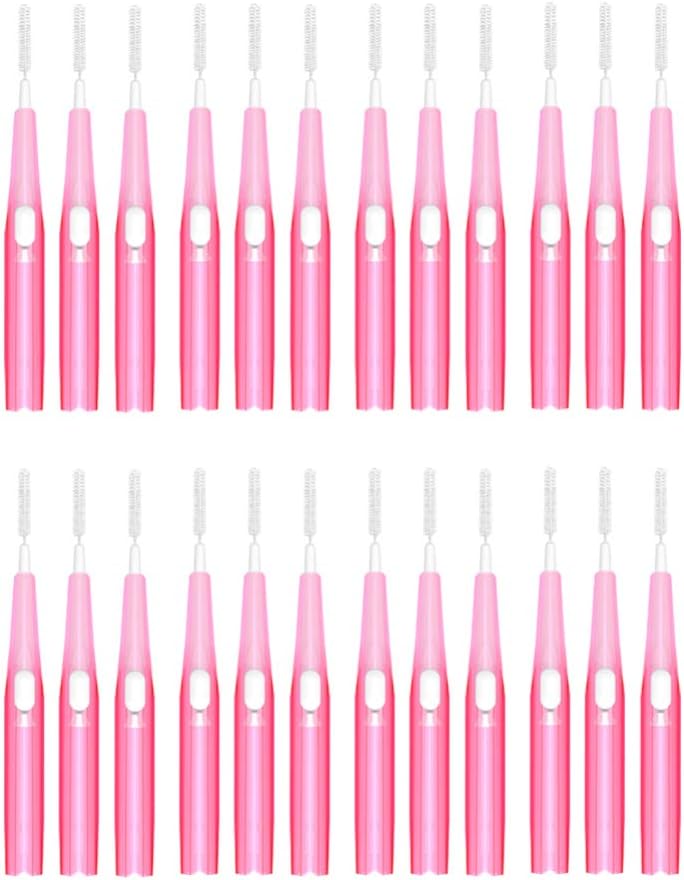 EXCEART Cepillo interdental, cepillo interdental, cabeza de hilo dental, cepillo de higiene dental, herramienta de limpieza dental (rosa, 0.024 in)