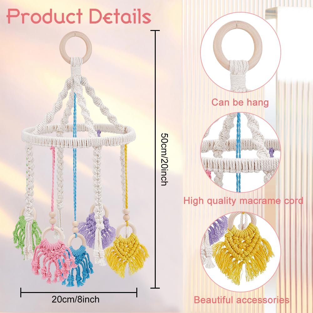DIY Baby Mobile Colorful Macramé Baby Mobile Kit Cuna Mobiles para Bebés Cama de Bebé Campana de Viento DIY Baby Mobile para Cuna