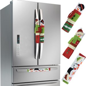 Alcoon – Juego de 3 fundas navideñas para manijas de puerta de refrigerador con muñeco de nieve para refrigerador, microondas, horno, lavavajillas, Alcoon – Juego de 3 fundas navideñas para manijas de puerta de refrigerador con muñeco de nieve para refrigerador, microondas, horno, lavavajillas,