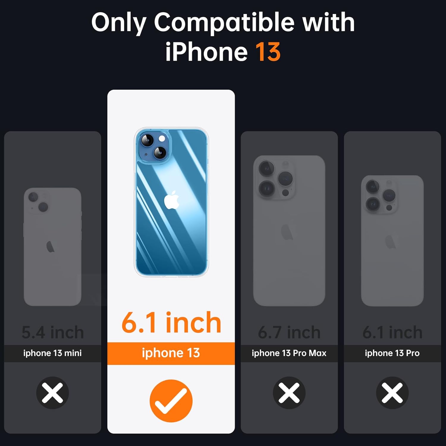 Supdeal Funda transparente a prueba de golpes para iPhone 13, No amarilla Protección militar contra caídas de 10 pies Parte trasera dura