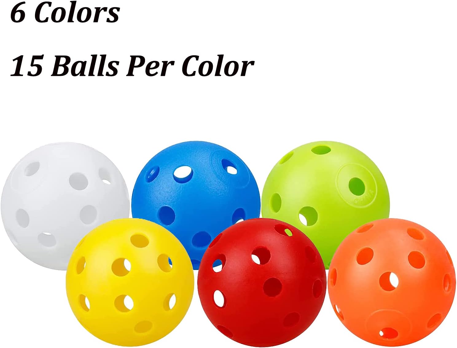 KISEER Paquete de 90 pelotas de golf coloridas de plástico para práctica, flujo de aire, pelotas de golf huecas de entrenamiento con malla de