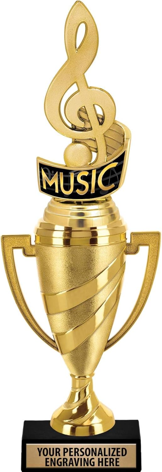 Crown Awards Trofeo de música, trofeos musicales de copa dorada de 14 pulgadas con personalización gratuita