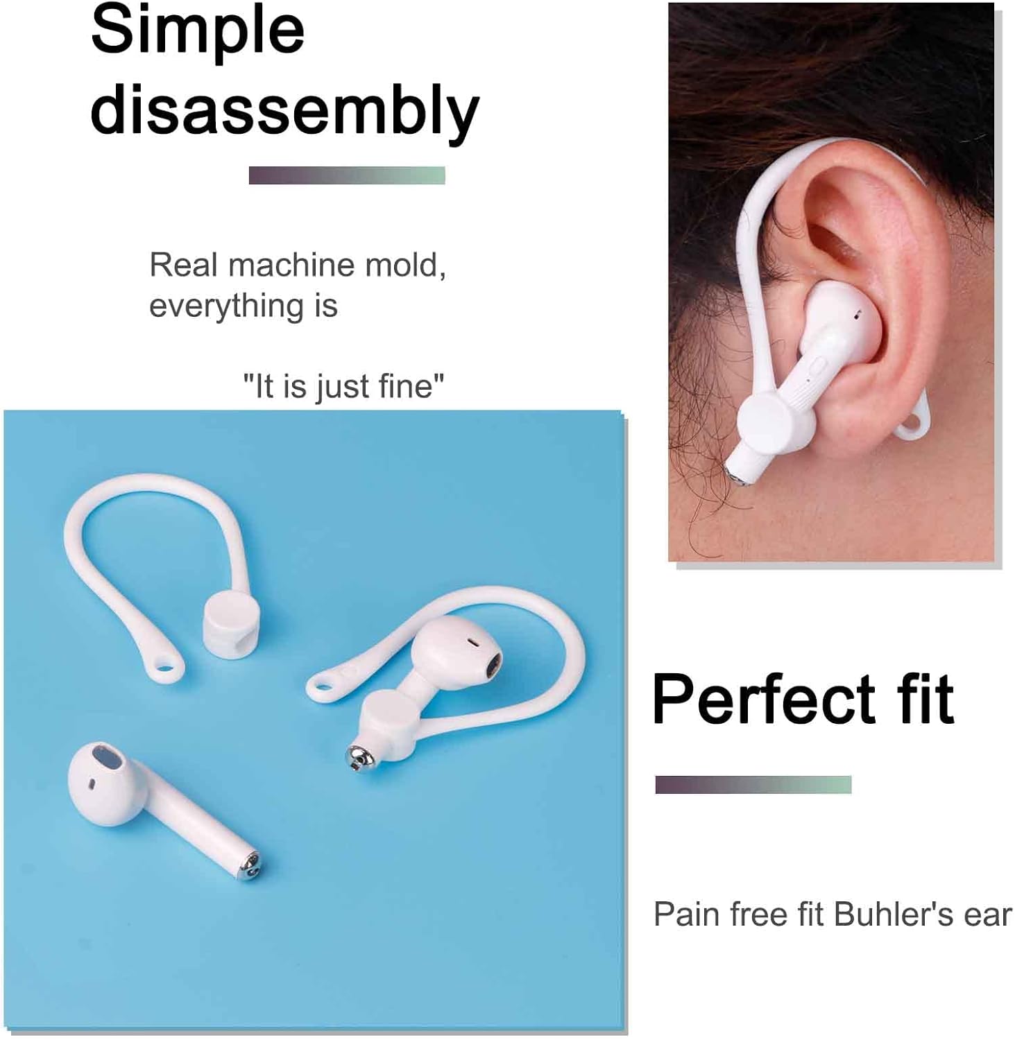 3 pares de ganchos para las orejas para AirPods 1 y 2 y Pro, ganchos profesionales de silicona antideslizante para auriculares compatibles con Apple