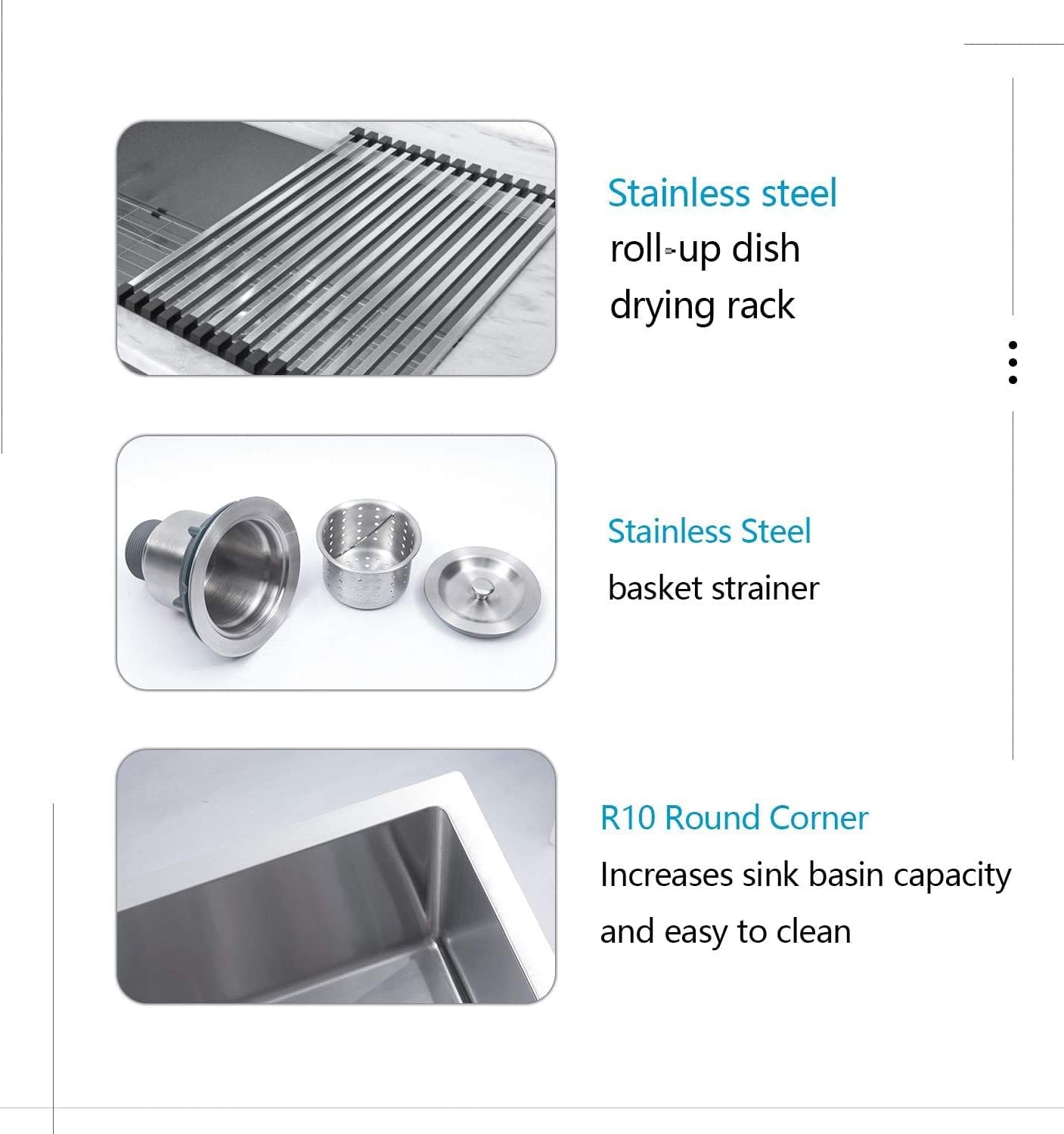 MESIDA Fregadero de cocina de acero inoxidable SUS304 de 15 pulgadas con un solo tazón (15 x 15 x 8 pulgadas)