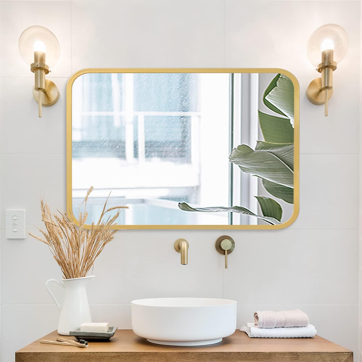 AOAOPQ Espejo de pared rectangular para colgar u horizontal, espejo decorativo para colgar en el dormitorio, sala de estar, vestidor, casa de campo,
