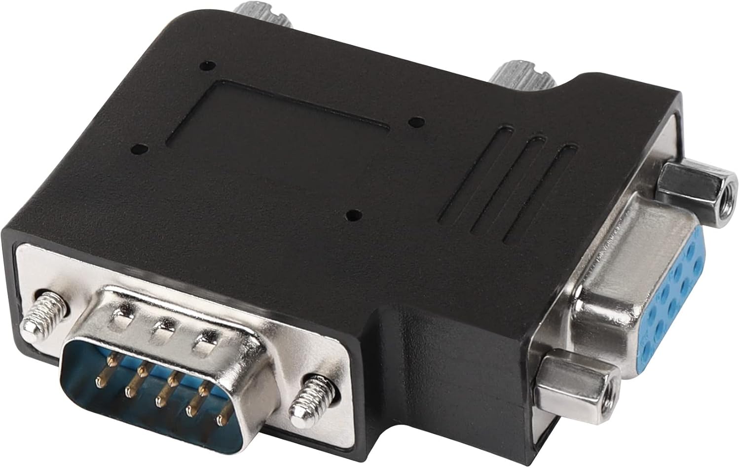 QIANRENON RS232 DB9 macho a hembra Adaptador de ángulo recto de 90 grados Conector DB9 en ángulo L, para dispositivos de interfaz de comunicación