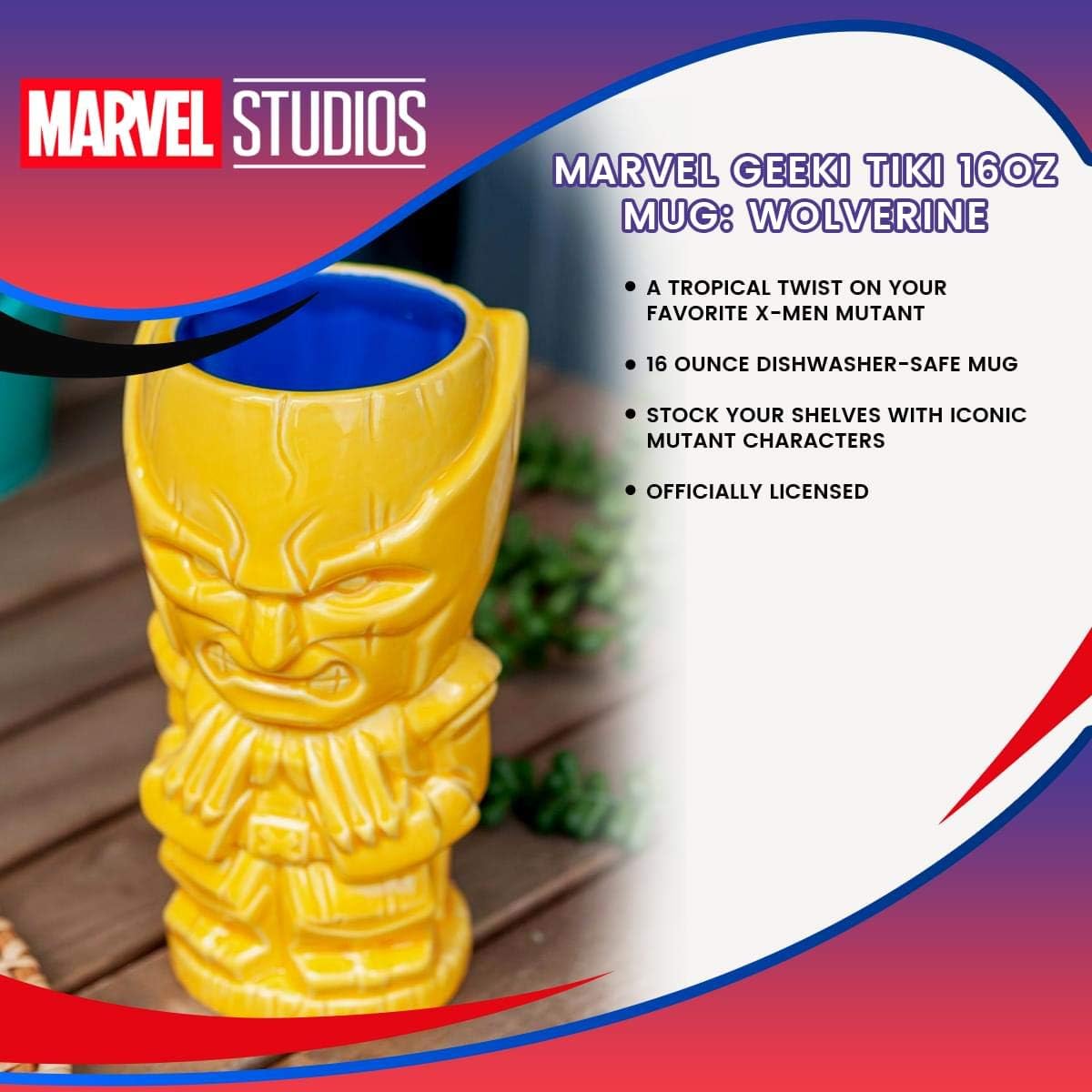 Geeki Tikis Marvel Comics Wolverine – Taza de cerámica para café, té y más, personaje favorito de X-Man, capacidad para 16 onzas