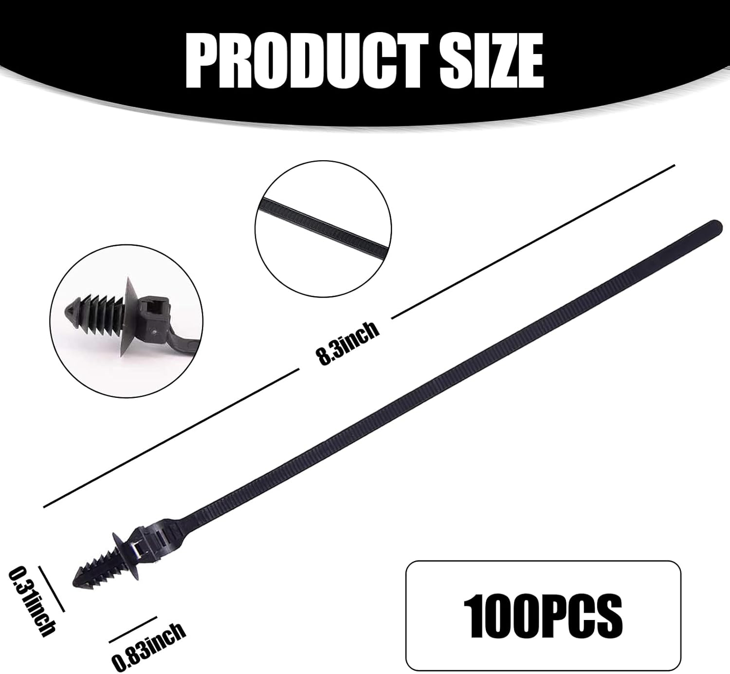100 bridas para cables con hebilla de automóvil, bridas ajustables para cables, surtido de autobloqueo de montaje a presión, combinación de piezas