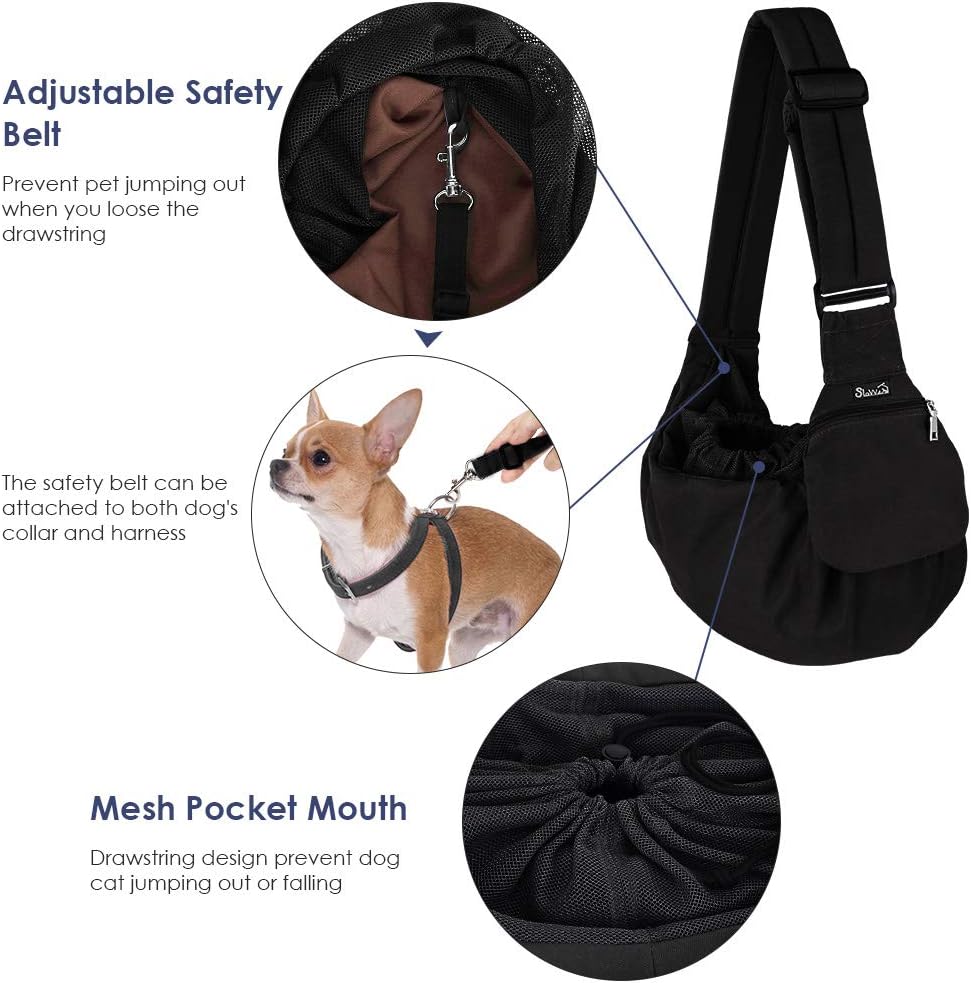 Lukovee Transportador para perros, soporte inferior duro y correa acolchada ajustable suave para perros pequeños, bolso para perro con abertura de