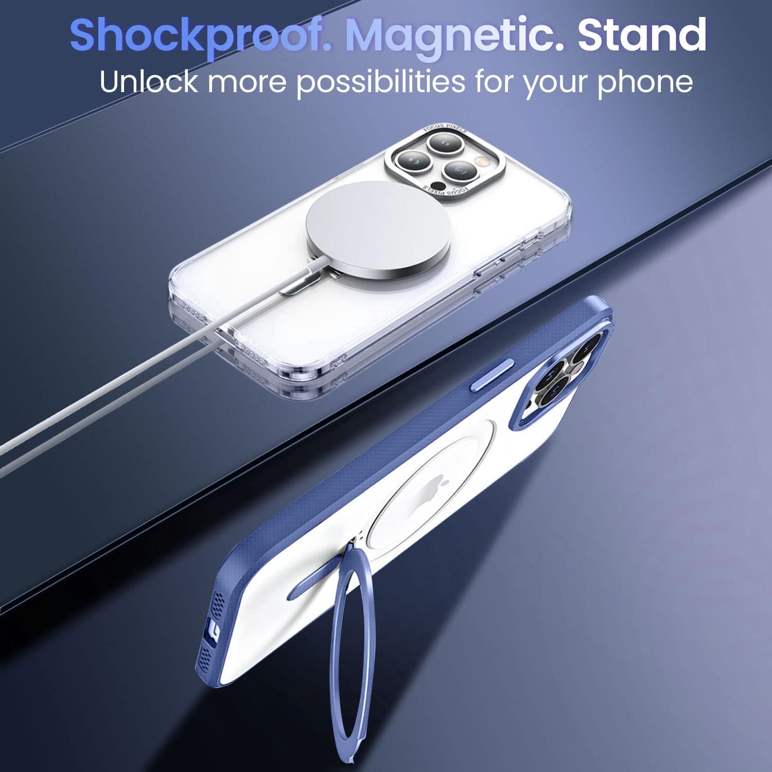 QLTYPRI Funda magnética para iPhone 13 Pro Max compatible con MagSafe con soporte invisible, delgada, translúcida mate, a prueba de golpes, funda