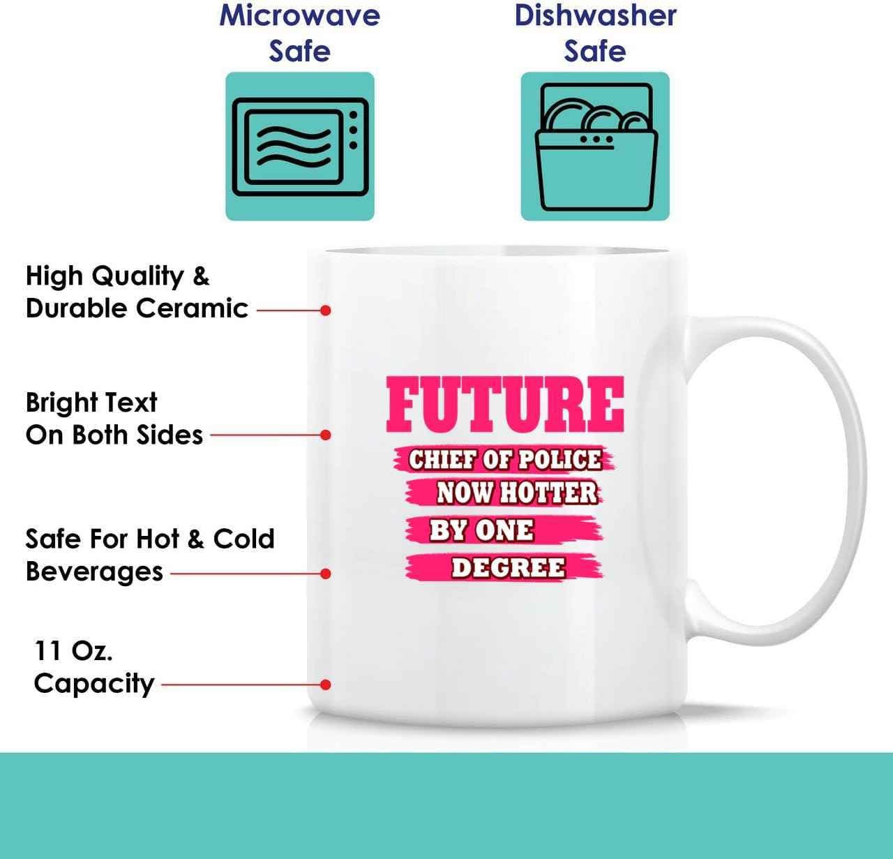 Cops-themed Gift for Future Of Police, Special Graduation Present for Son – Hotter By One Degree, a Humorous Quote on 11 Oz White Ceramic Coffee Mug