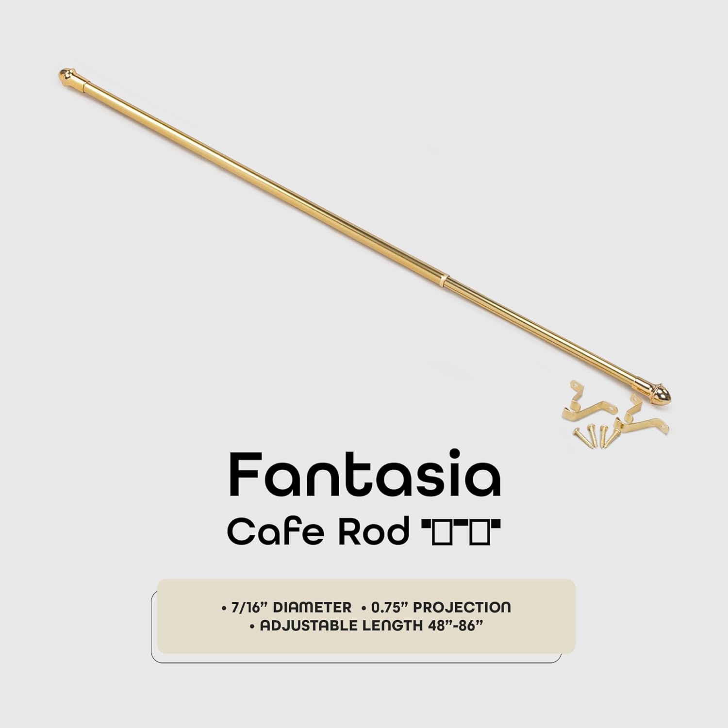 Cafe Rod Gold 48″-86″ pulgadas Extension 716″ pulgadas de diámetro