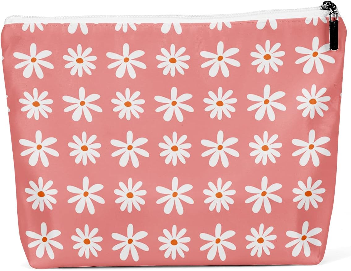 zcyxuuw Bolsa de maquillaje impermeable, bolsa de viaje para cosméticos, bolsa de aseo para mujer, flor retro hippie arco iris, decoración de