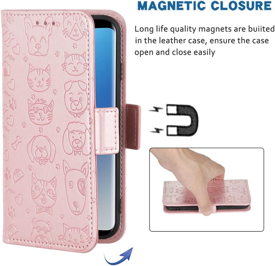 Compatible con Samsung Galaxy S6 Edge – Funda tipo cartera y correa para la muñeca con cordón de cuero para Glaxay S 6 Gaxaly 6s Galaxies GS6
