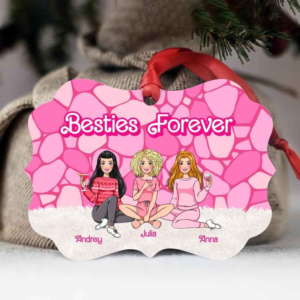Gossby Adorno personalizado para árbol de Navidad de Besties Forever, regalo de Navidad personalizado para mujeres con diseño, nombre, regalo de