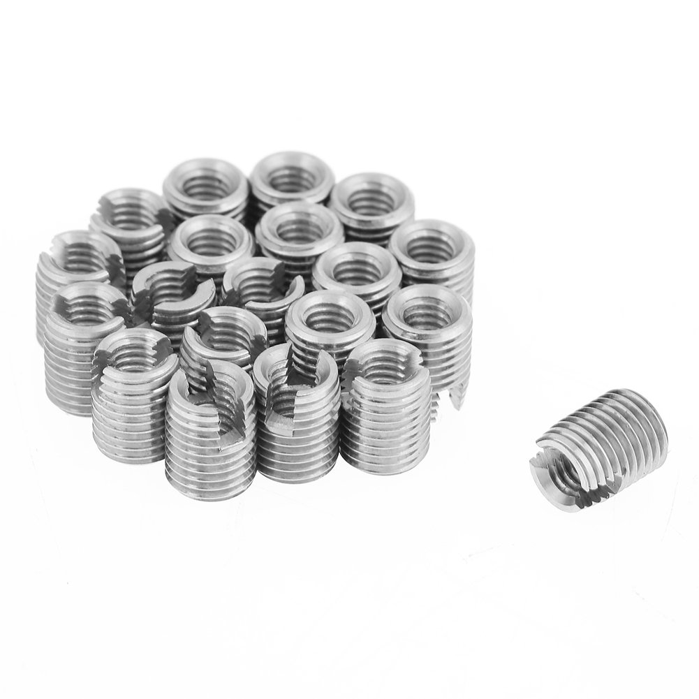 Juego de 20 piezas de rosca de tornillo helicoidal de alambre M4 de metal autorroscante ranurado tornillo roscado inserto helicoidal manga surtido