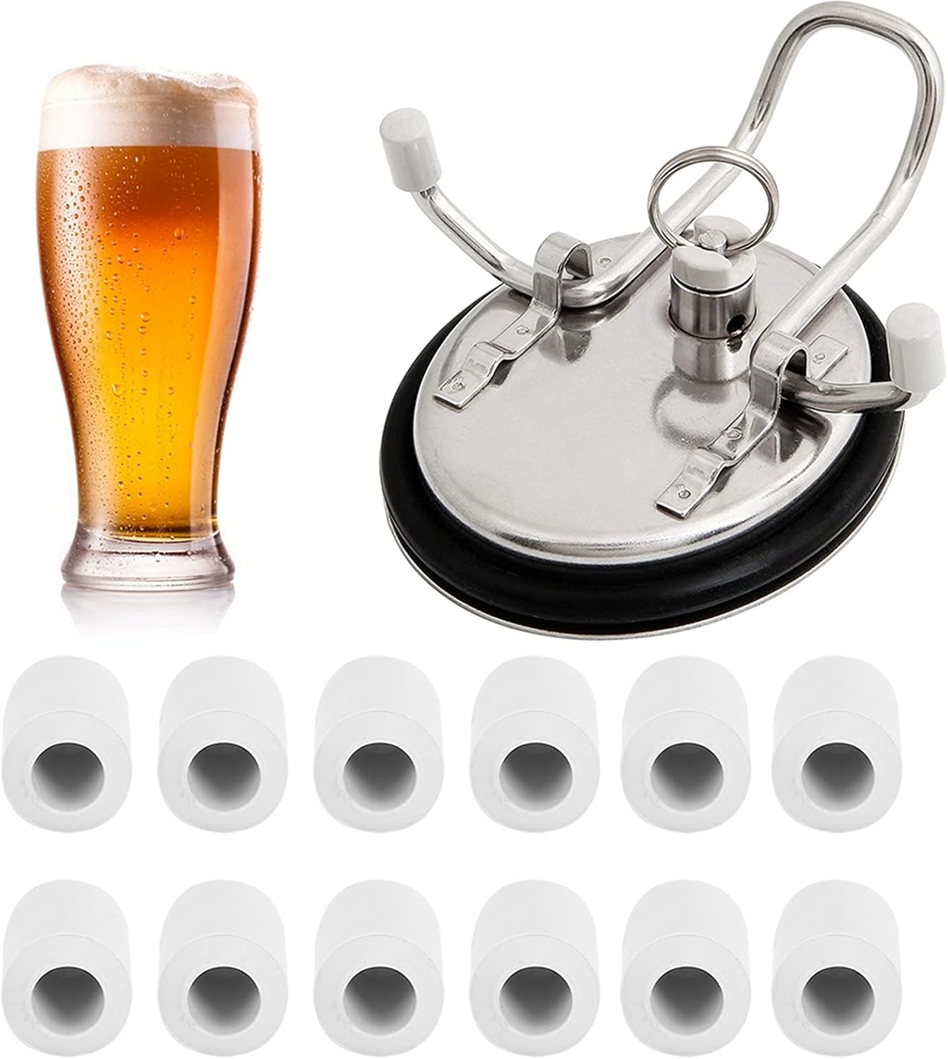Pie de tapa de barril, 12 piezas de plástico para barril, color gris, nueva tapa de barril de repuesto para piezas de barril de cerveza casera,