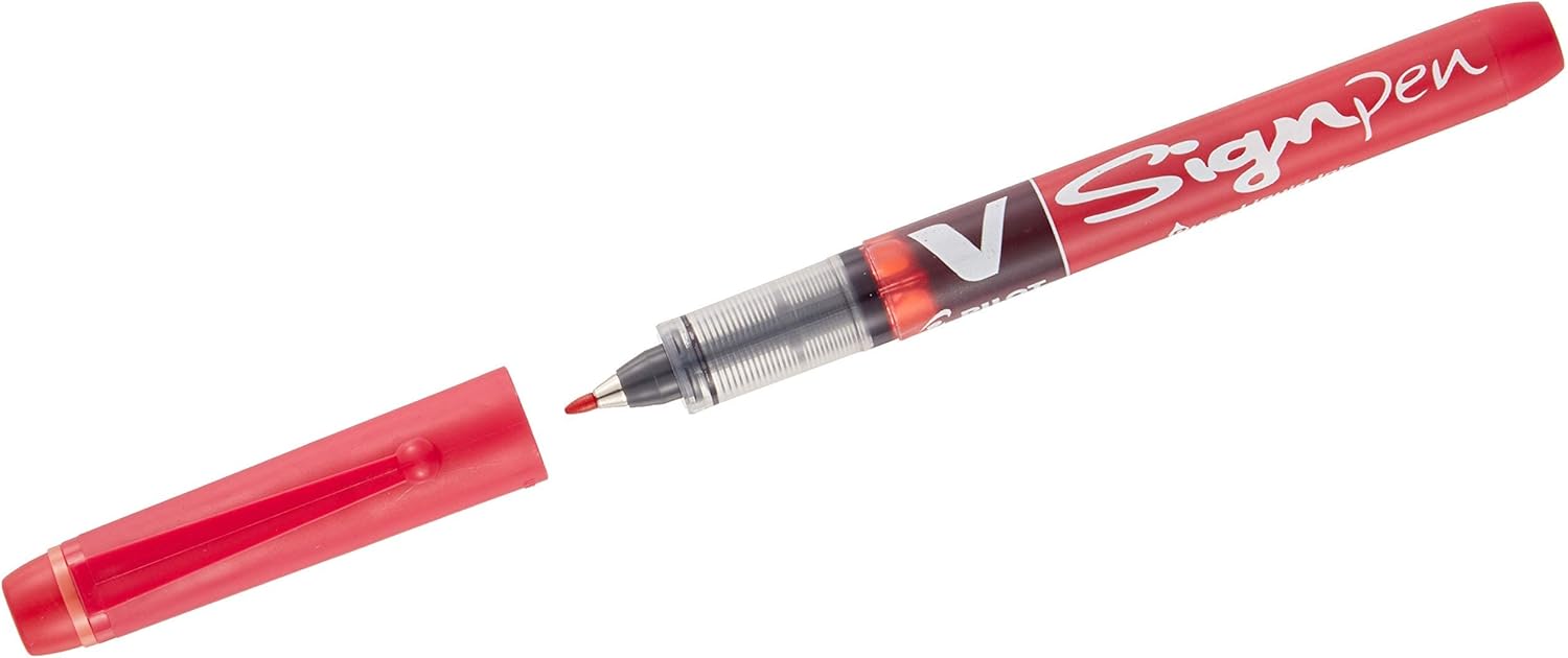 Pilot V Sign – Bolígrafo de tinta líquida con punta de 564 pulgadas, color rojo, bolígrafo individual
