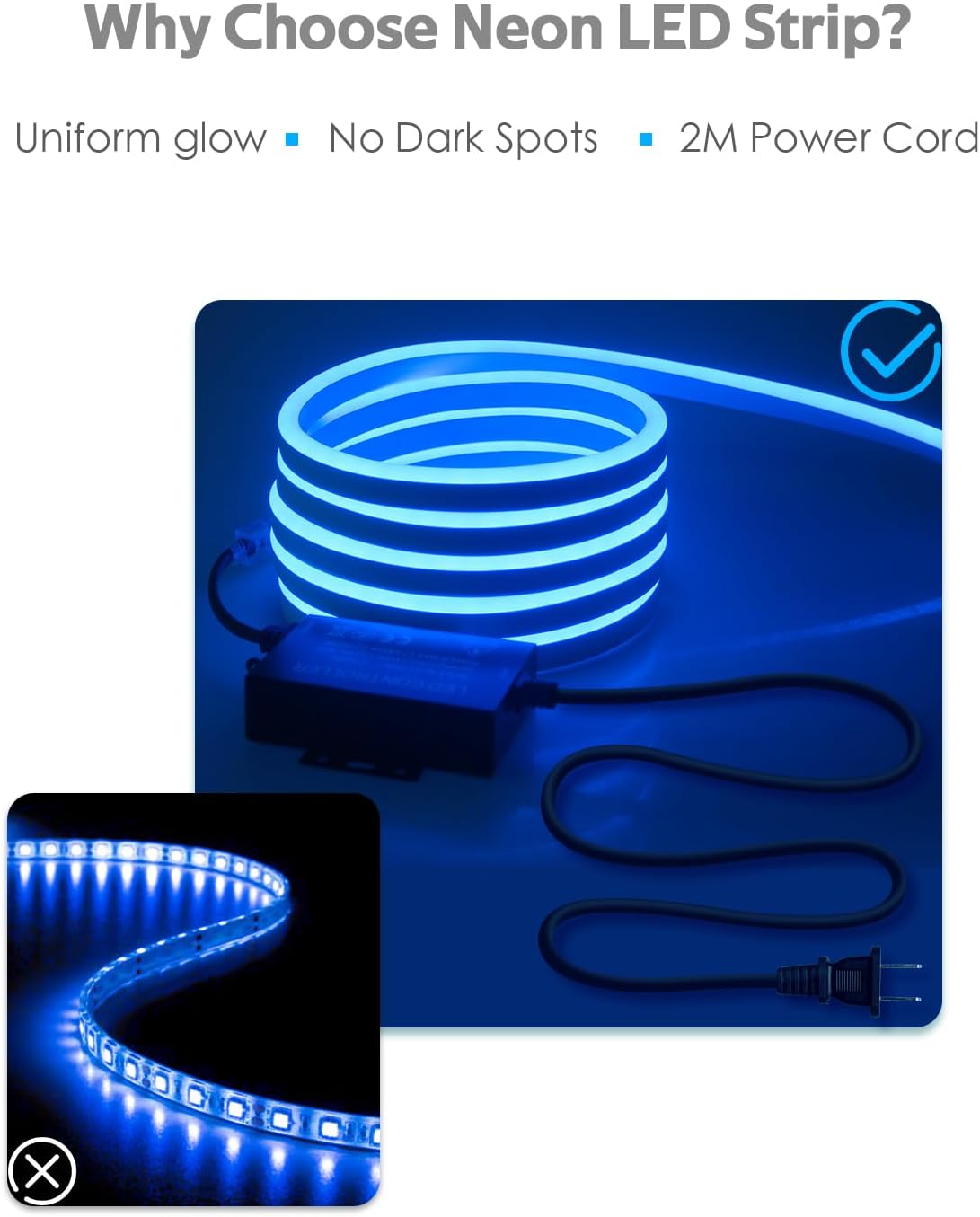 Samsion Waterpfoof – Tira de luces de neón RGB para exteriores, 115 pies, con regulador de intensidad de neón, sincronización de música, cambio de