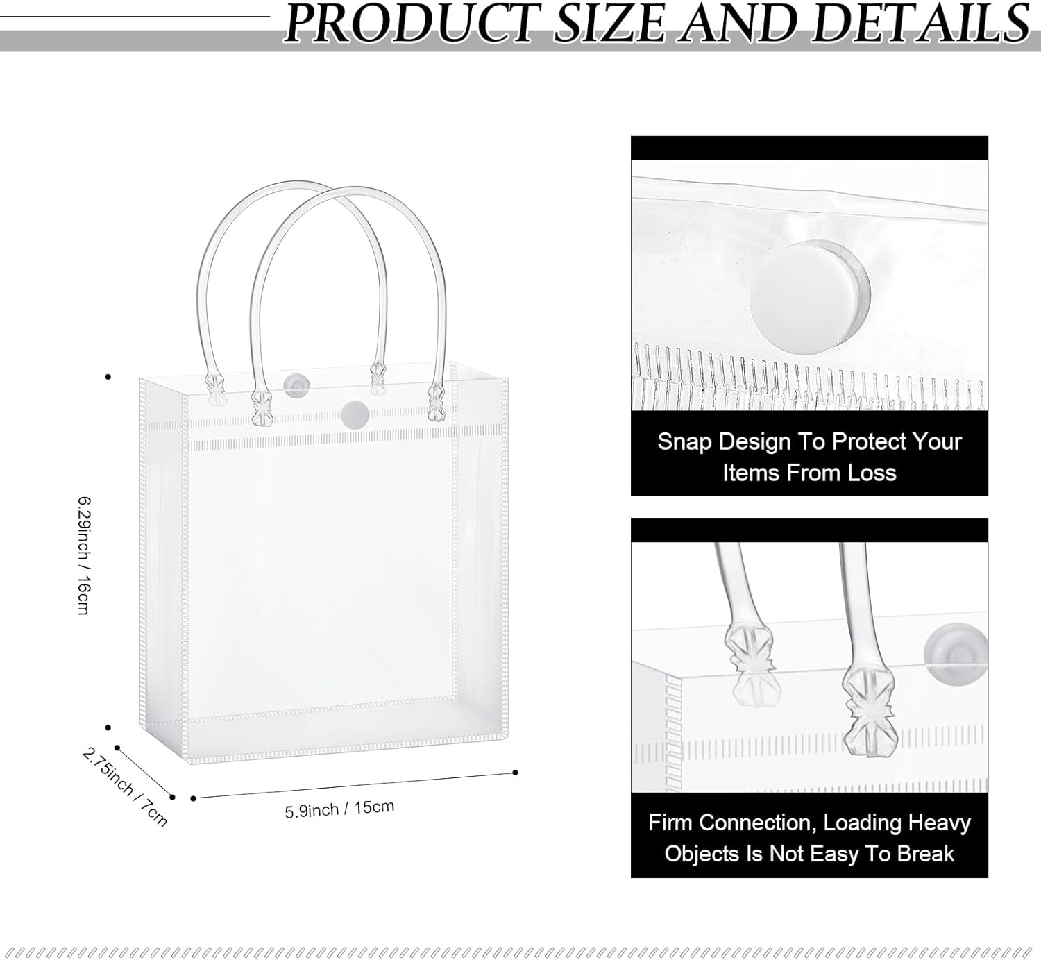 Abbylike 200 bolsas de regalo de plástico transparente para el Día de la Madre con asa de 5.9 x 6.3 x 2.8 pulgadas, bolsas de regalo de PVC