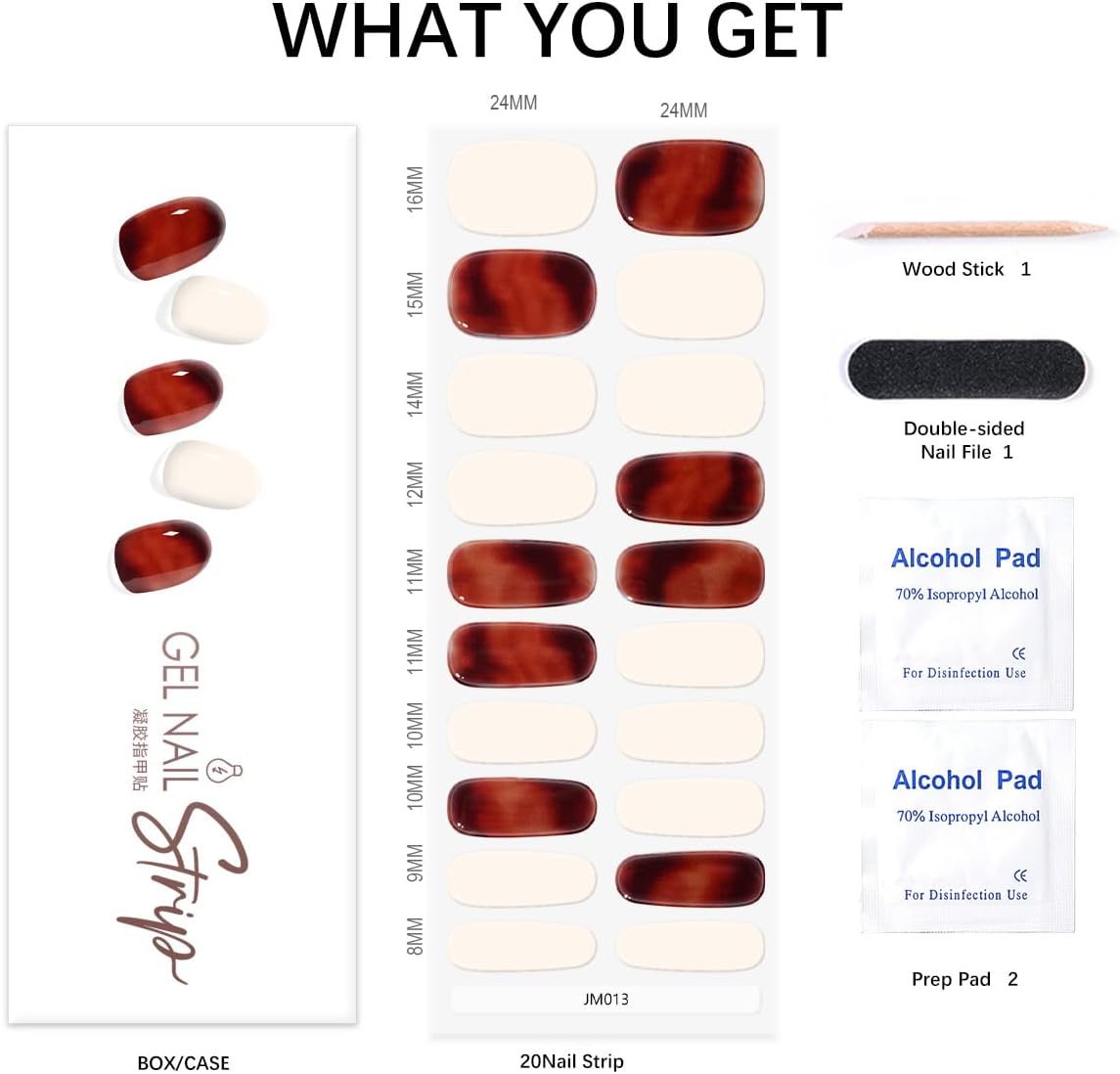 Tiras de uñas de gel semicuradas, 20 unidades, calcomanías de uñas de gel de calidad de salón, tiras de gel semicuradas de larga duración,