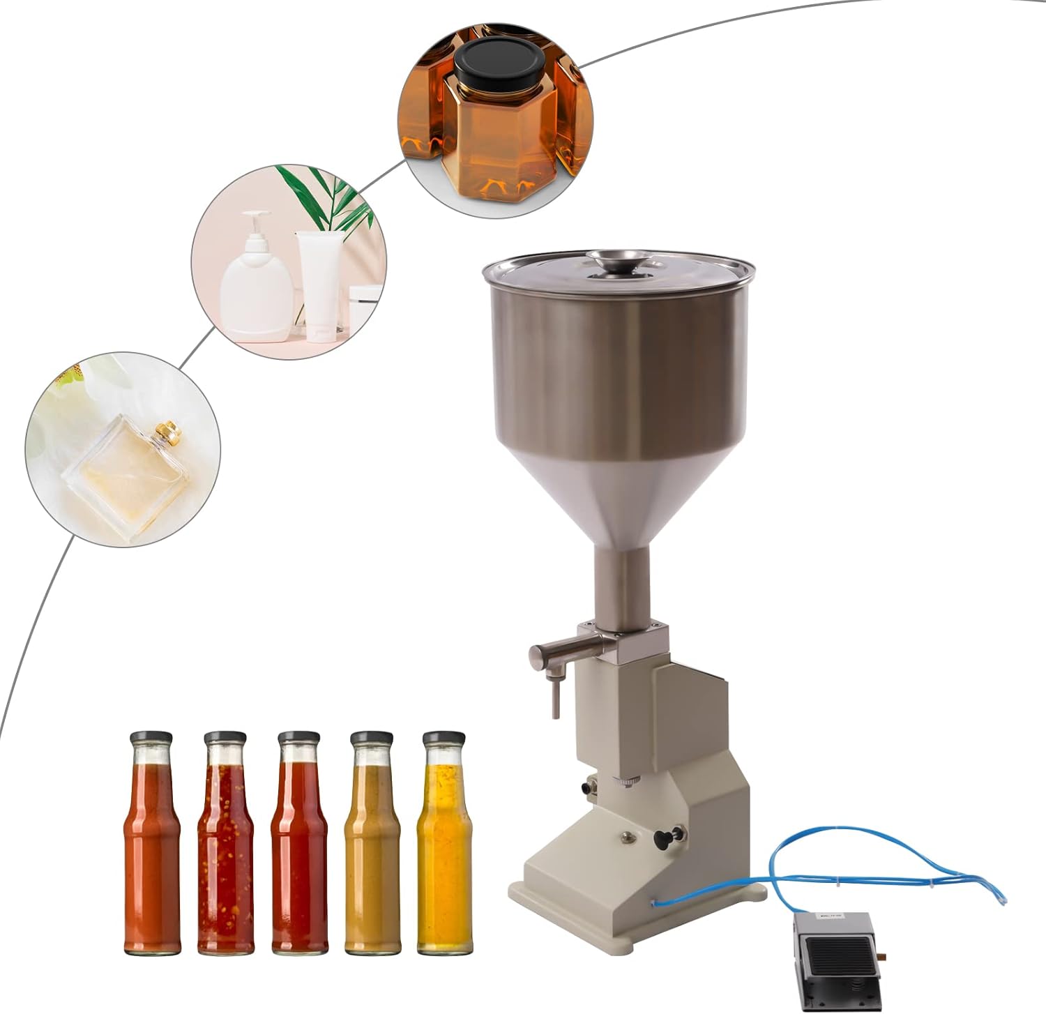 Máquina de llenado de líquidos de pasta neumática, máquina de llenado de botellas, máquina de llenado de botellas de acero inoxidable de 0.3-3.4fl