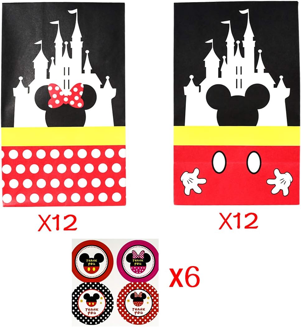 Bolsas de regalo de fiesta, bolsas de dulces para cumpleaños, baby shower, boda, suministros de decoración temática de Mickey Minnie con