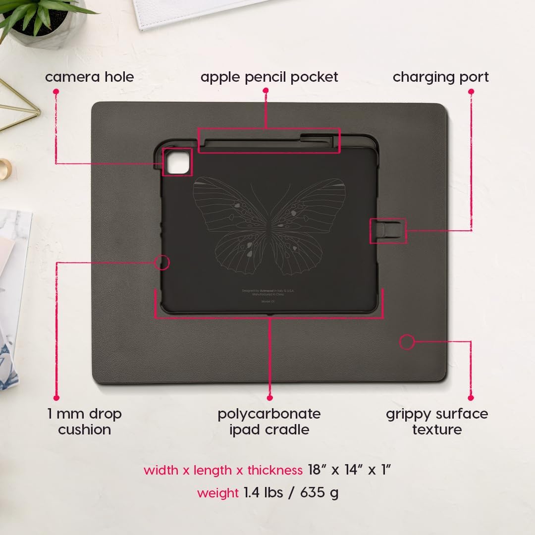 Astropad Darkboard Pro – Soporte de dibujo para iPad con bolsillo para Apple Pencil – Soporte de dibujo ligero para artistas – Tablero de dibujo