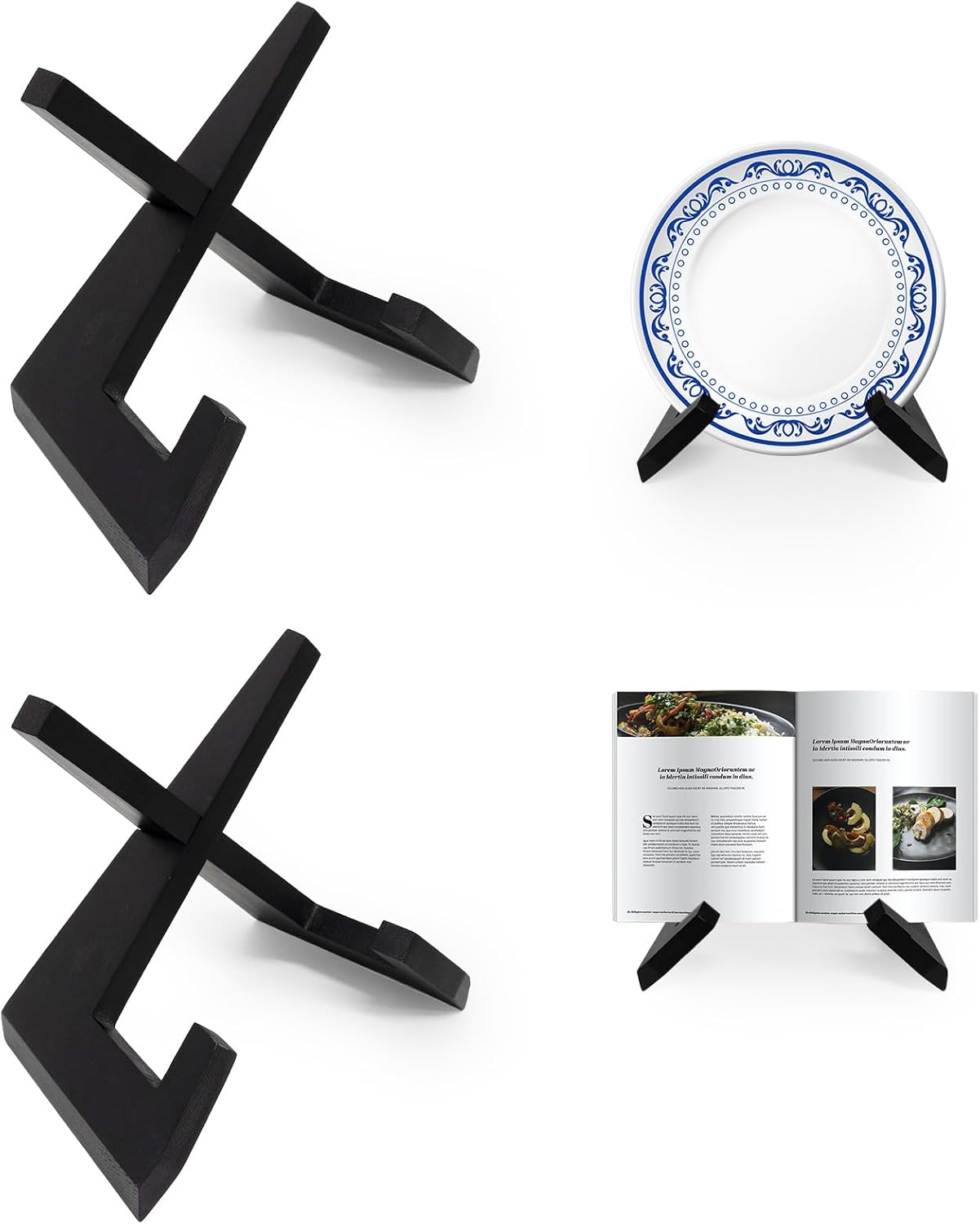 Soporte de libro de cocina para encimera de cocina, 2 piezas de madera para decoración de mostrador, soporte de exhibición multifuncional, soporte