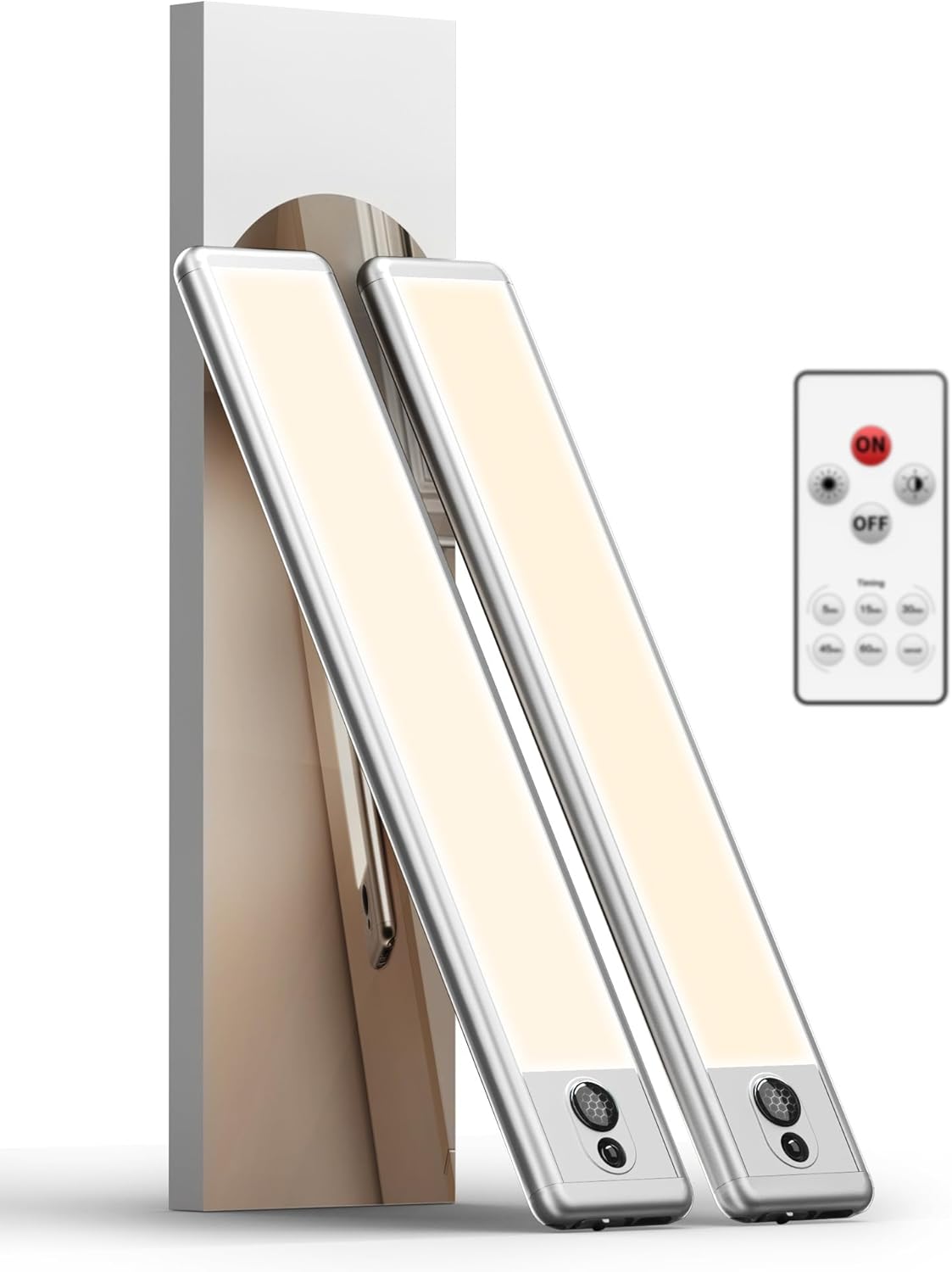 EZVALO Luces para debajo del gabinete, 36 luces LED para debajo del gabinete, luz nocturna inalámbrica, funciona con pilas, 3300 K con control