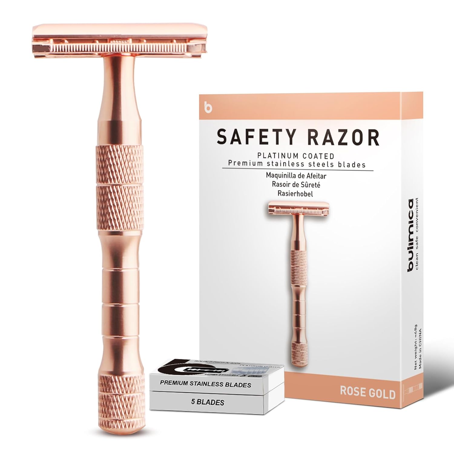Maquinilla de afeitar de seguridad de doble filo para mujer, maquinilla de afeitar de una sola hoja para mujer, con 10 cuchillas de afeitar