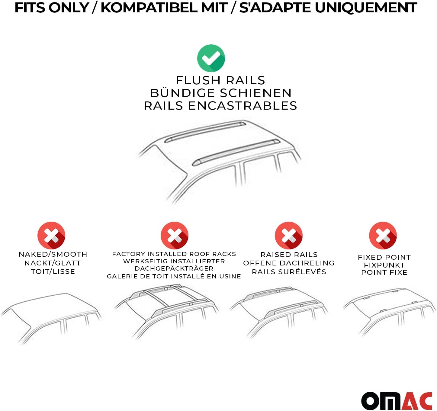OMAC Portaequipajes portaequipajes barras transversales de hierro para Mazda CX-90 2024 gris 2 piezas antirrobo para viajes, kayak, canoa, surf,